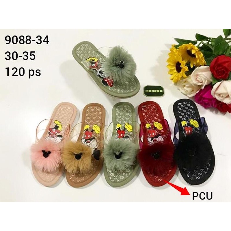 Sandal Anak Japit Bulu Sol Mickey Import Morego 9088-34