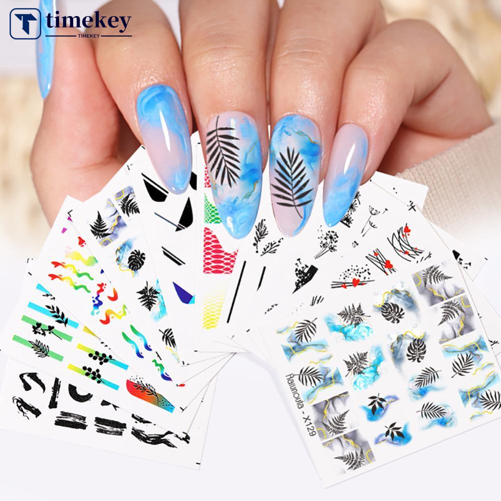 Timekey Stiker Kuku Motif Wajah Wanitabunga Untuk Dekorasi Manicurenail Art A5K8