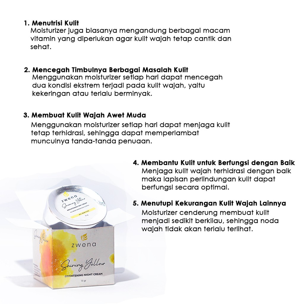 Zwena Brightening Night Cream mencerahkan dan menutrisi kulit di malam hari Flek hitam bekas jerawat ORIGINAL BPOM