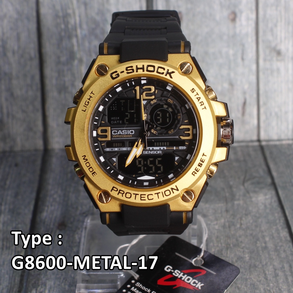 TERLARIS !!! Jam tangan pria G Shock GST-8600 Pala besi metal digital dual time sporty oudoor anti air