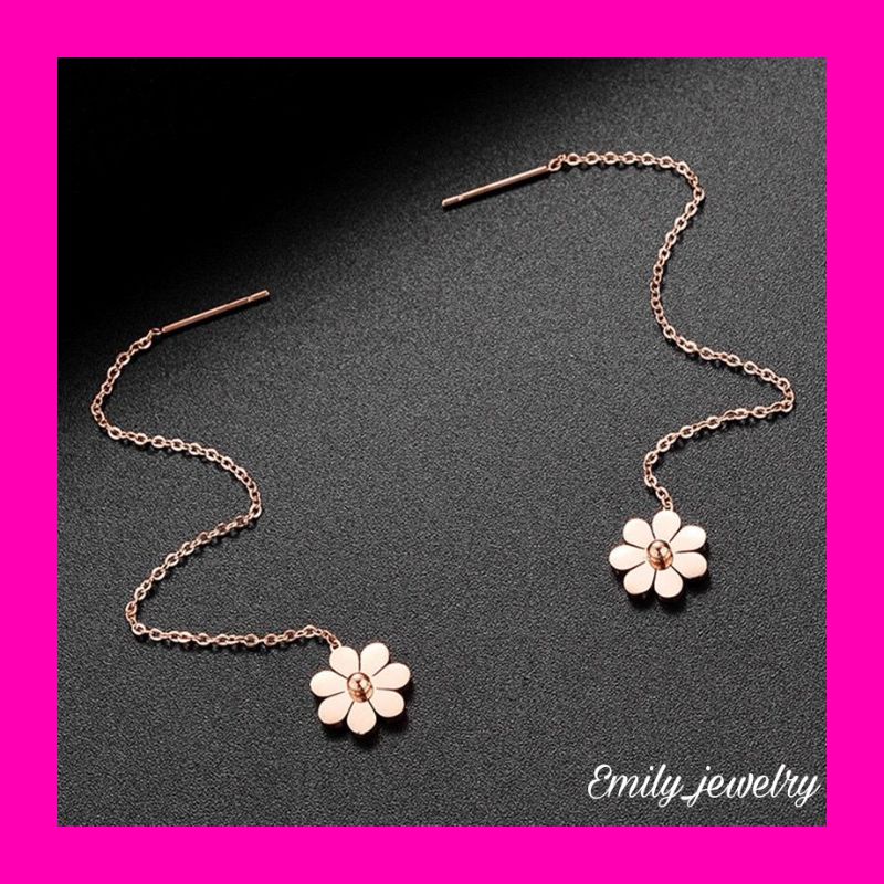Anting Titanium Tusuk Panjang model bunga