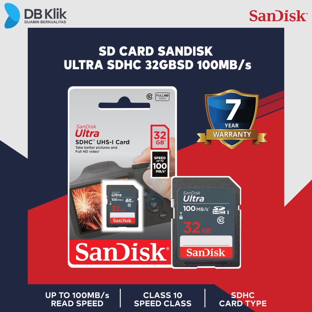 Sandisk Sd Card Ultra Sdhc 32Gb 100Mb/S (Sdsdunr-032G-Gn3In)