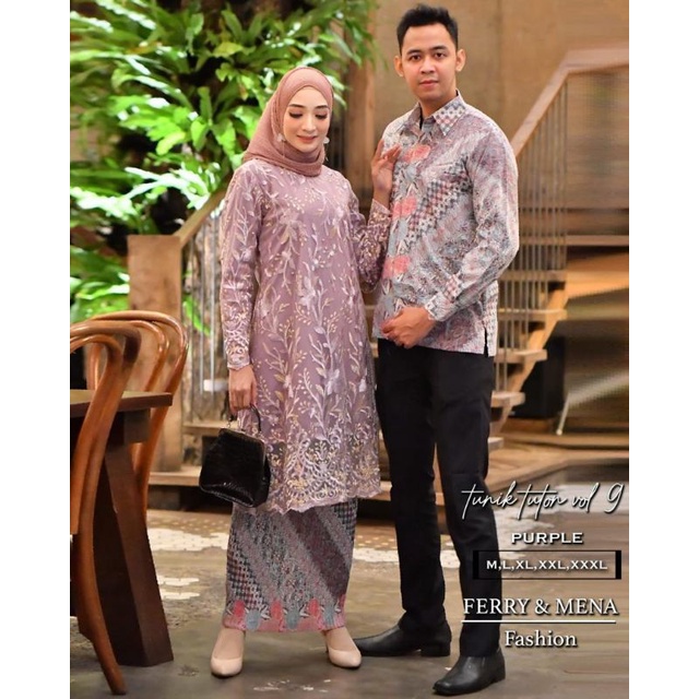 Couple tunik tulle padang//couple kebaya tunangan//couple kebaya pesta//tunik brukat pesta