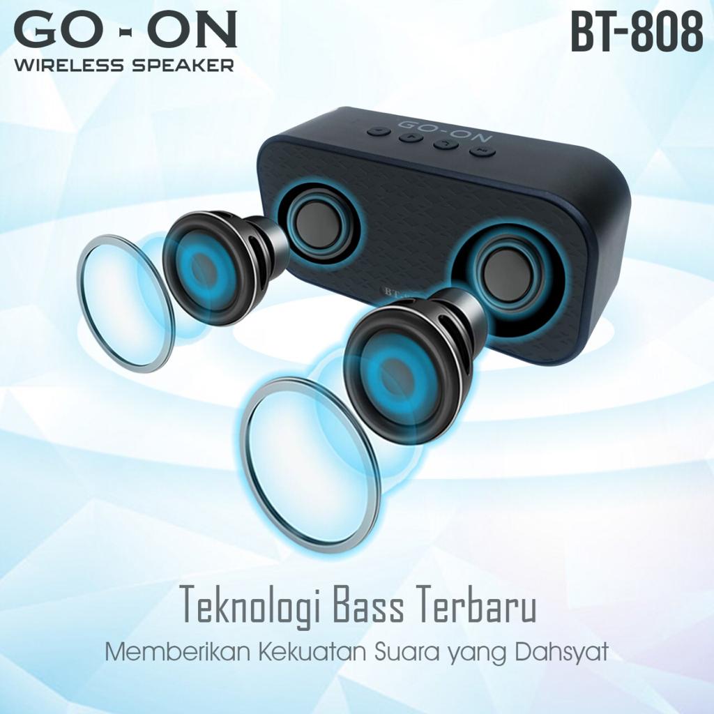 Speaker Bluetooth GO ON BT808 Wireless Portable Dual Subwofer High Quality Super Bass GO-ON BT 808