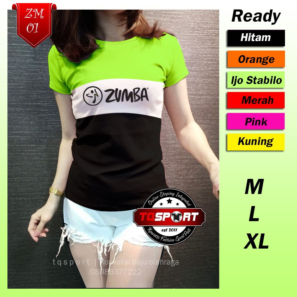  LOGO ZUMBA POLYFLEX KOREA BAJU  Olahraga  WANITA KAOS 