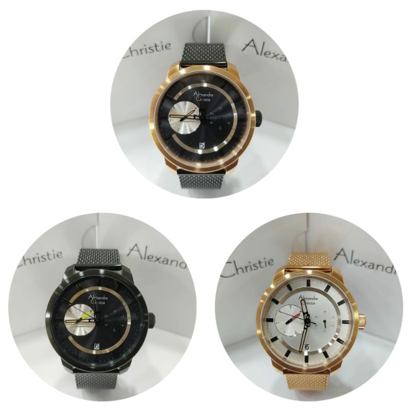 Jam Tangan Pria Alexandre Christie 6548MF Tali Besi Pasir