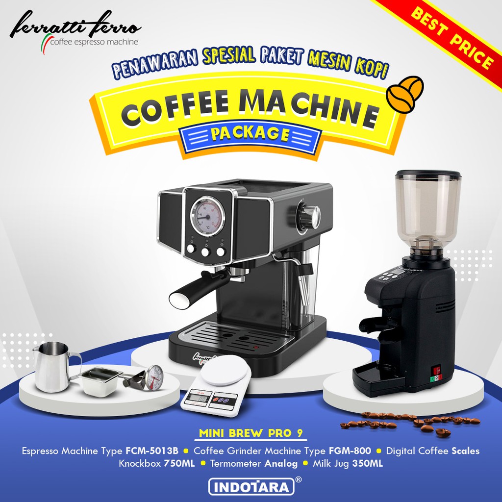 Paket mesin kopi Espresso Mini Brew Pro 7 - 8 - 9