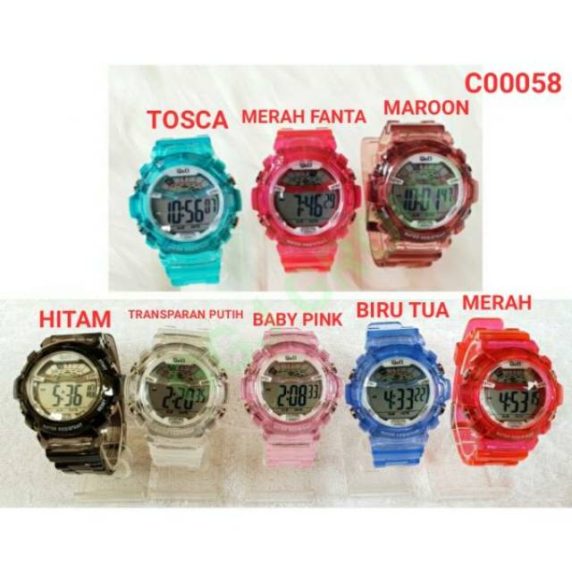 ( C058 ) JAM TANGAN SPORT DEWASA/ WATER RESISTANT 3 ATM / TAHAN AIR