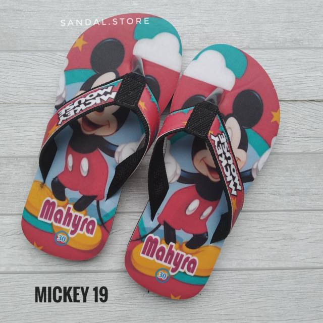 sandal custom nama anak karakter MICKEY MOUSE  Free Custom Suka Suka