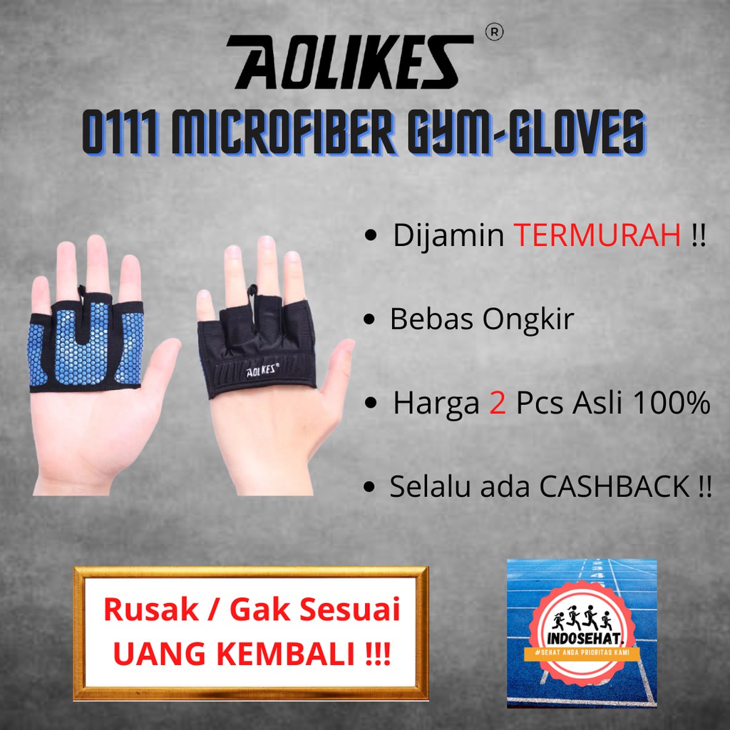 AOLIKES 0111 Microfiber Sport Fitness Gloves Gym Antislip - Sarung Tangan Olahraga Fitness GYM