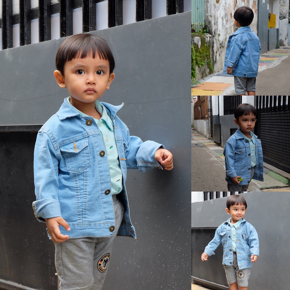 CARVA ORIGINAL JAKET JEANS ANAK LAKI LAKI PEREMPUAN ORIGINAL DENIM STRECHT SENDWASH SPOTBLUE  REALPICT