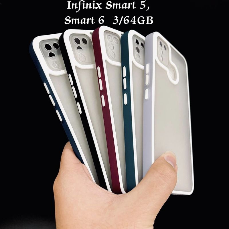 Pro Hybird Infinix Smart 6 NFC 2/32GB, Smart 6 3/64GB, Smart 5 Softcase Halus dan Elegan / Pinggiran Garis Putih Keren (Pandas)