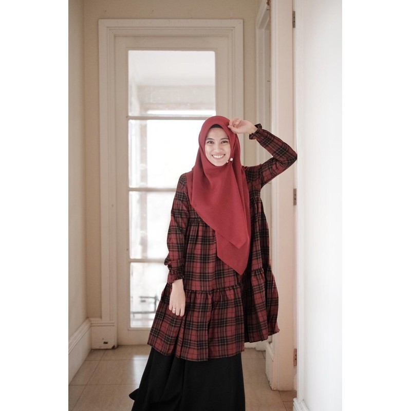 CLOWI TOP TARTAN MERAH