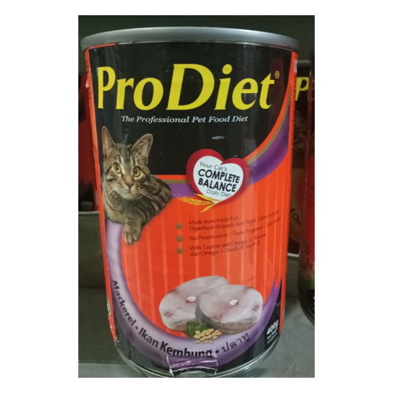 ProDiet Kaleng 400g Makarel Ikan Kembung Makanan Kucing Kaleng Basah Murah
