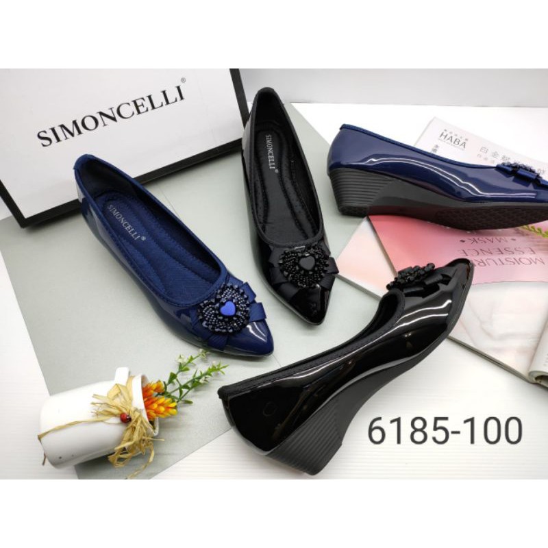 SEPATU WEDGES GLOSSY WANITA IMPORT SIMONCELLI