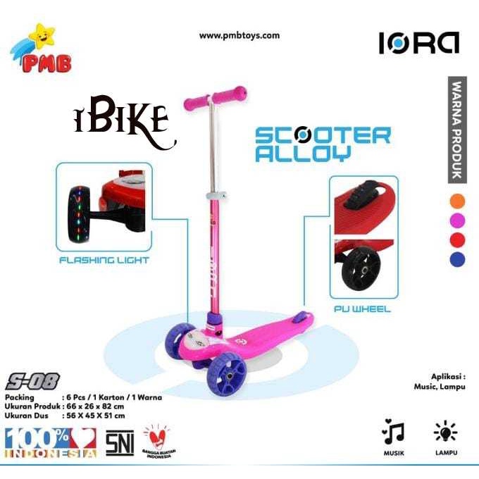 Scooter IORA S-08 Alloy PMB Skuter Otoped Anak S08 scooter anak dan dewasa termurah