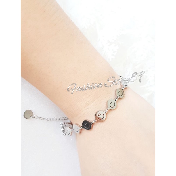 Gelang Smile Impor Titanium gelang tangan Rantai Smile Silver Emas impor Antikarat Fashion
