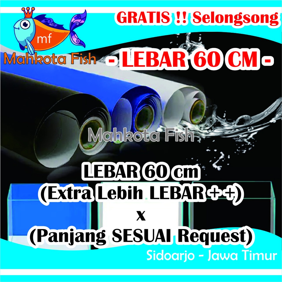 Stiker Aquarium PROMO!! (Extra Lebih Lebar 60cm) | Skotlet Aquarium | Background Aquascape GRATIS SELONGSONG