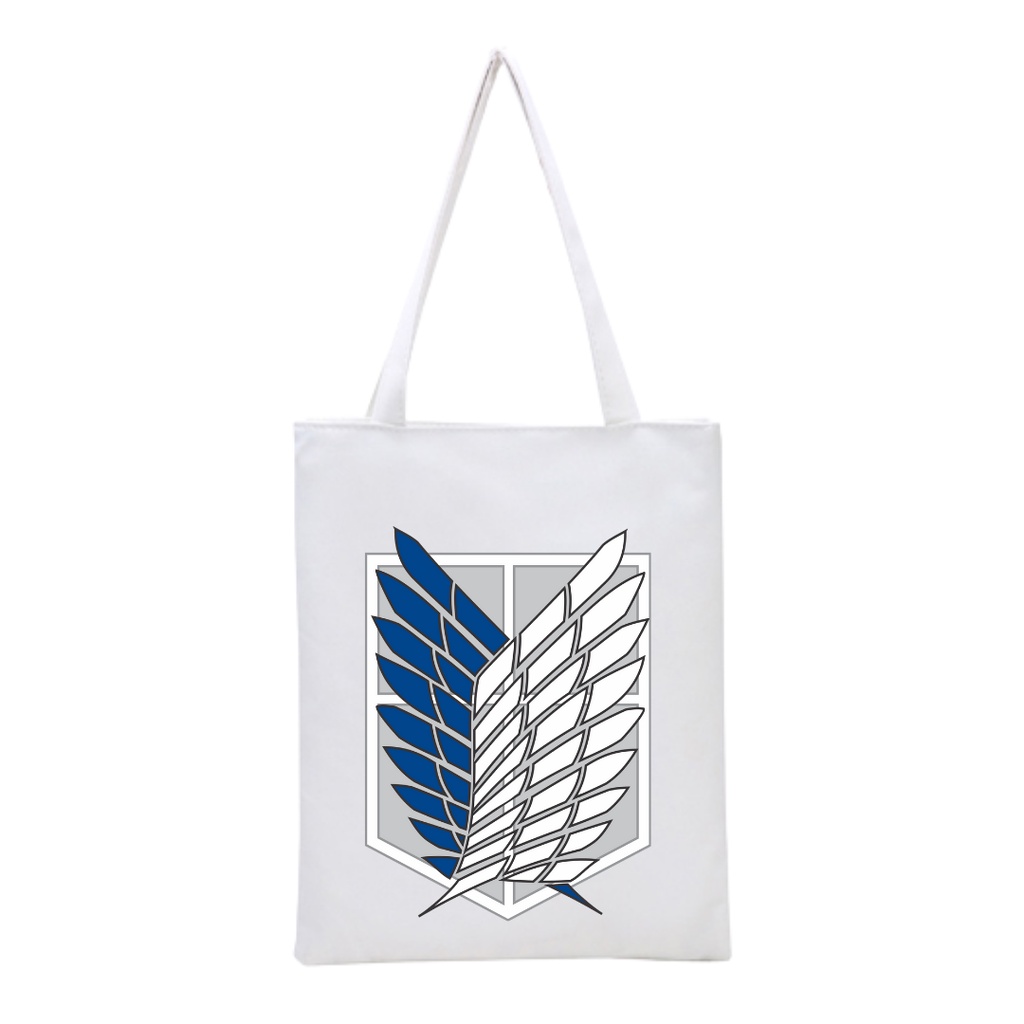 BISA CUSTOM Totebag Resleting Printing Attack on Titan Anime Manga Jepang merchandise tas tote sekolah kampus kuliah