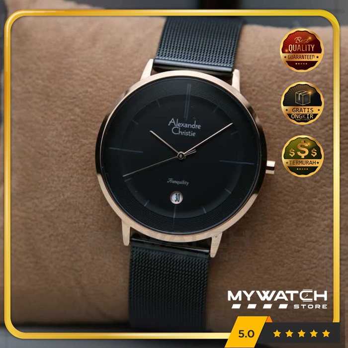 Jam Alexandre Christie Pria AC 8627 Black Rosegold AC8627 Alexander Original