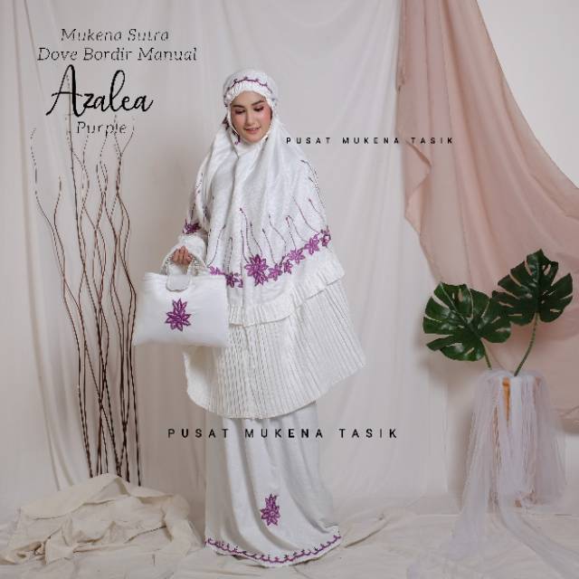 MUKENA PRISKET DEWASA SUTRA DOVE BORDIR MANUAL AZALEA | GROSIR BELI MUKENA PLISKET MURAH AMORA