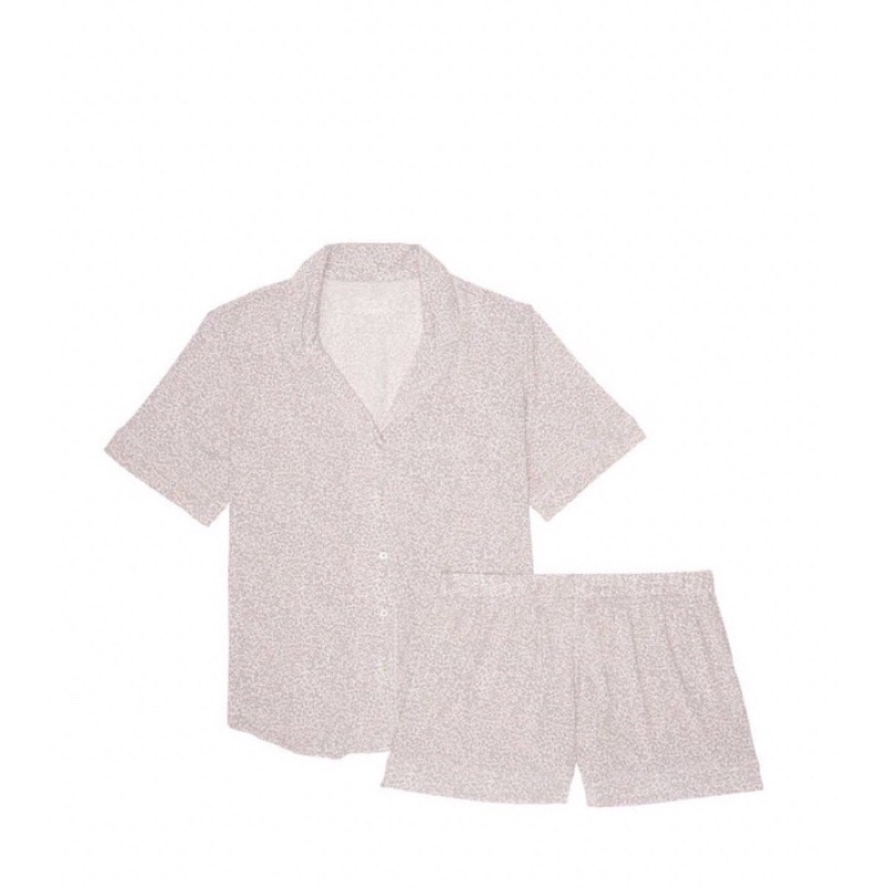 VS Leopard Set Pajama - Soft Pink - M