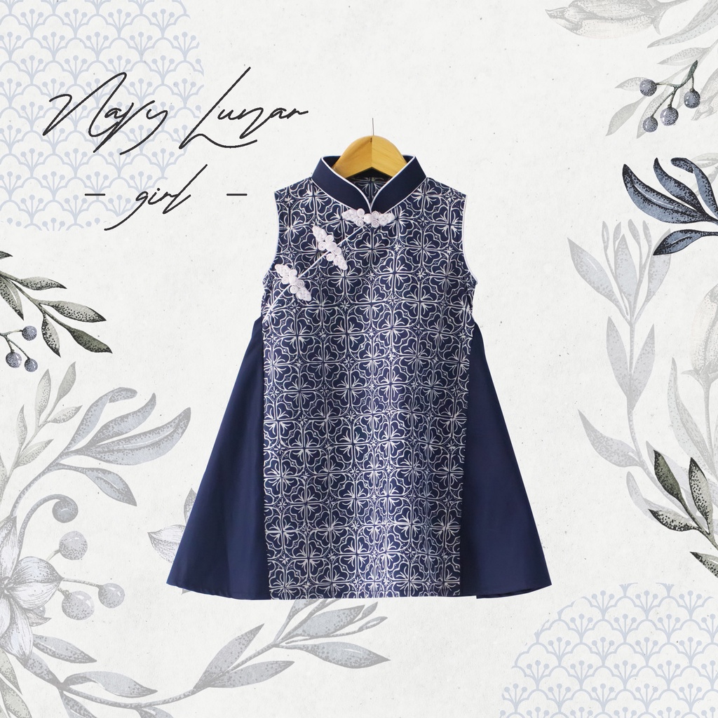 LUNAR NAVY DRESS ANAK/DRESS IMLEK ANAK/CHEONGSAM ANAK