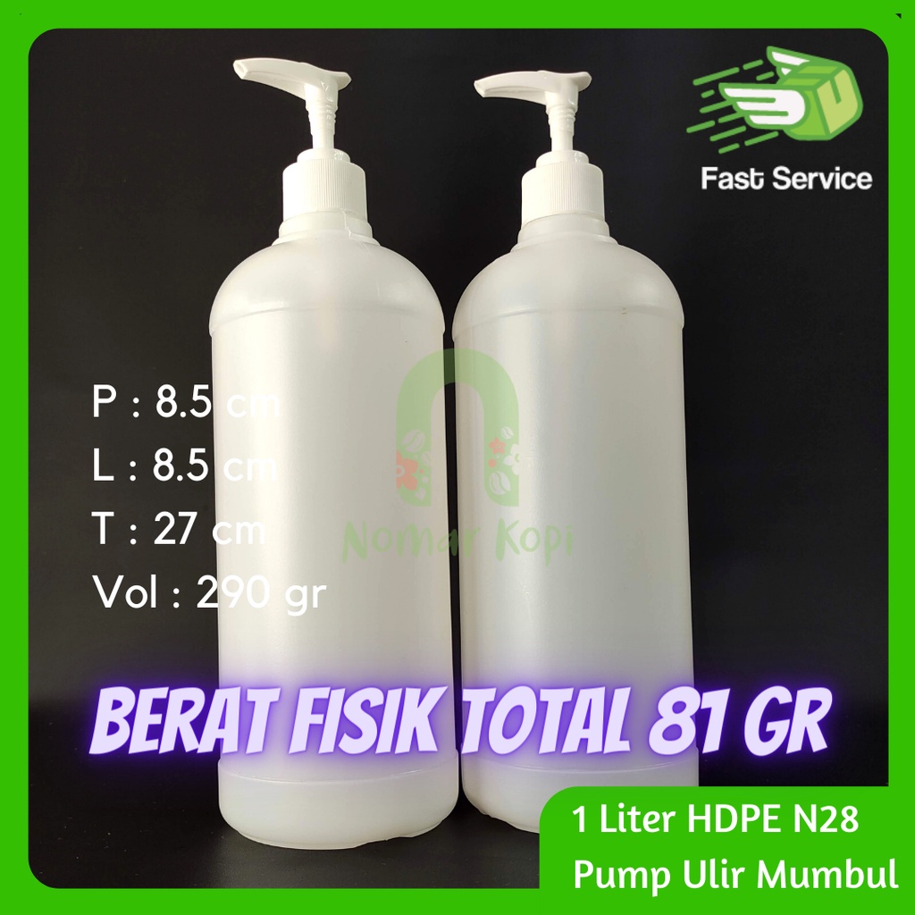 BOTOL 1 LITER HDPE PUMP LOTION TEBAL SERBAGUNA SANITIZER