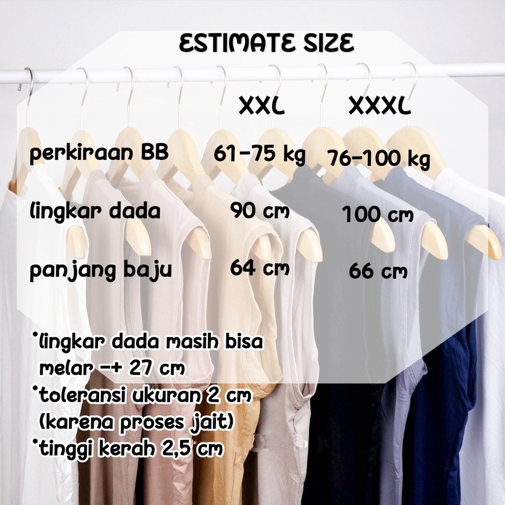 Manset Basic Lekbong Tanpa Lengan Jumbo Bahan Spandek Rayon Premium