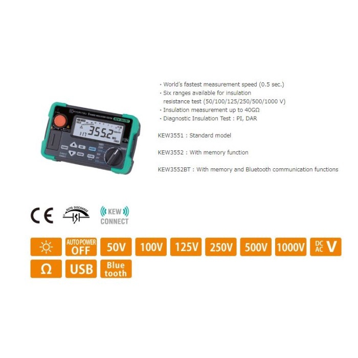 Kyoritsu 3552BT Digital Insulation / Continuity Tester