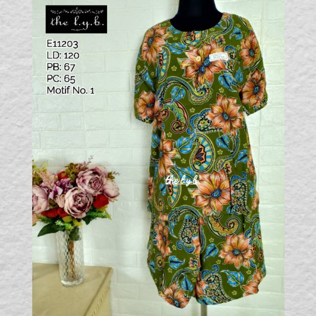 Daster Setelan Kulot Pendek Batik Kencana Ungu E11203