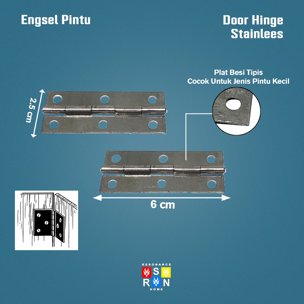 Engsel Kupu Plat Besi 2.5 Inci Hinges Resonance Home