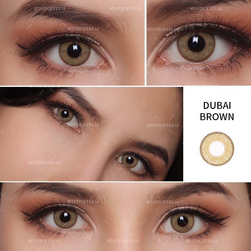 [✅COD] MYSTICEYES SOFTLENS DUBAI SERI LENSA KONTAK  BROWN / GREY NORMAL 14.2 MM