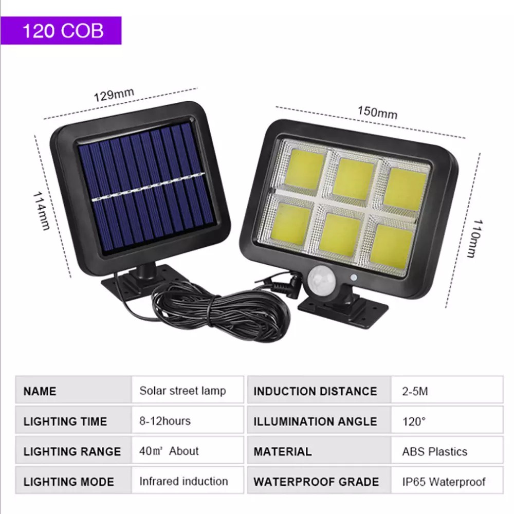 Lampu Solar Sensor Gerak Tenaga Surya LED Outdoor COB 120 LED