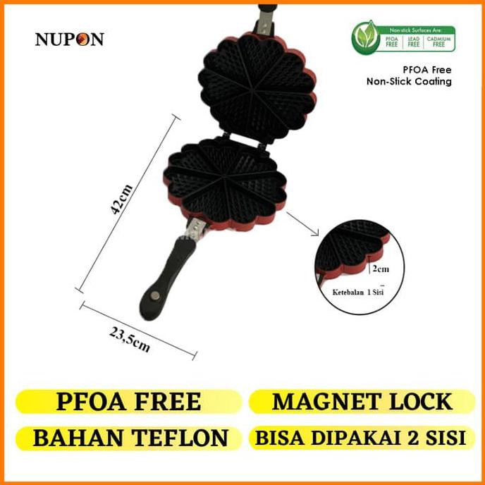 Panci Cetakan Kue Waffle Maker Pfoa Free Nupon Anti Lengket Non Danielaseller163