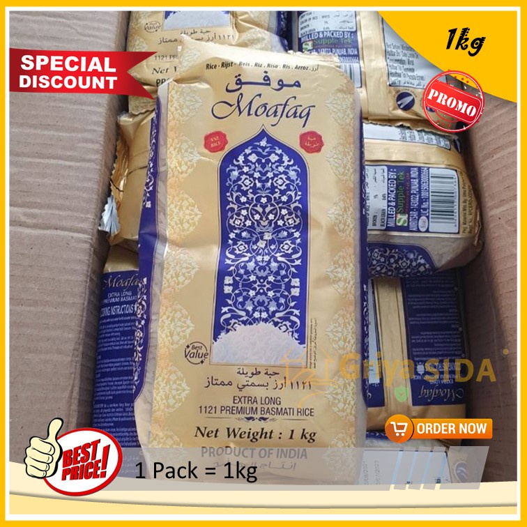 Beras basmati moafaq 1kg Asli moafaq basmati sella rice premium bukan abukass