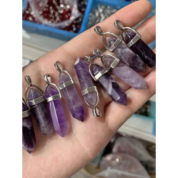 Liontin Batu Kecubung Amethyst Natural Asli Free Kalung Korea