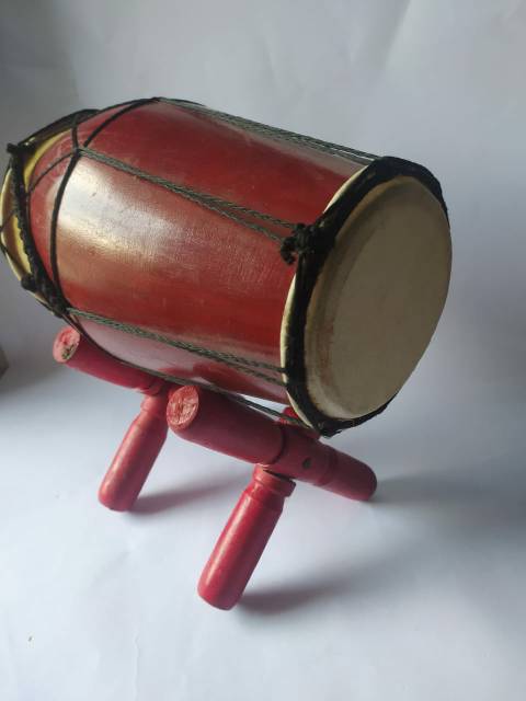 ALAT MUSIK TRADISIONAL KENDANG 20 CM BAHAN KULIT KAMBING DAN KAYU MAHONI - PAJANGAN DEKORASI MURAH