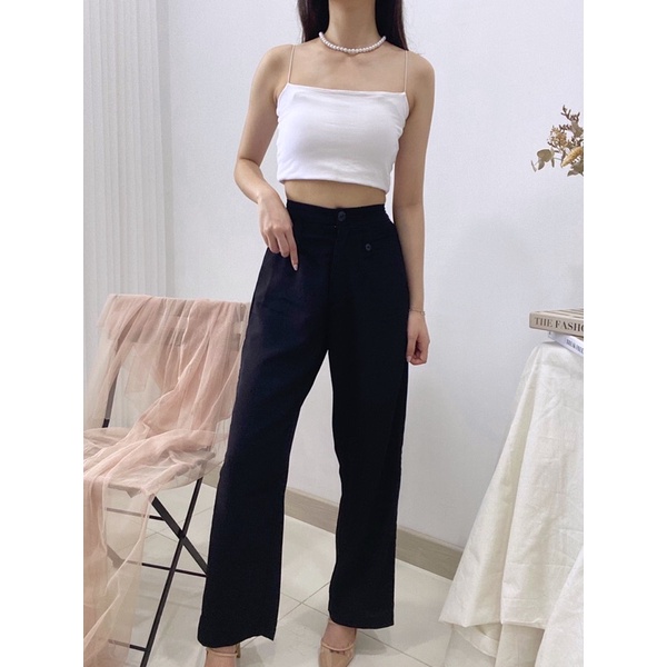 AGNES Highwaist Pants Polyester / Celana Kulot Wanita /  Loose Trousers Button P2