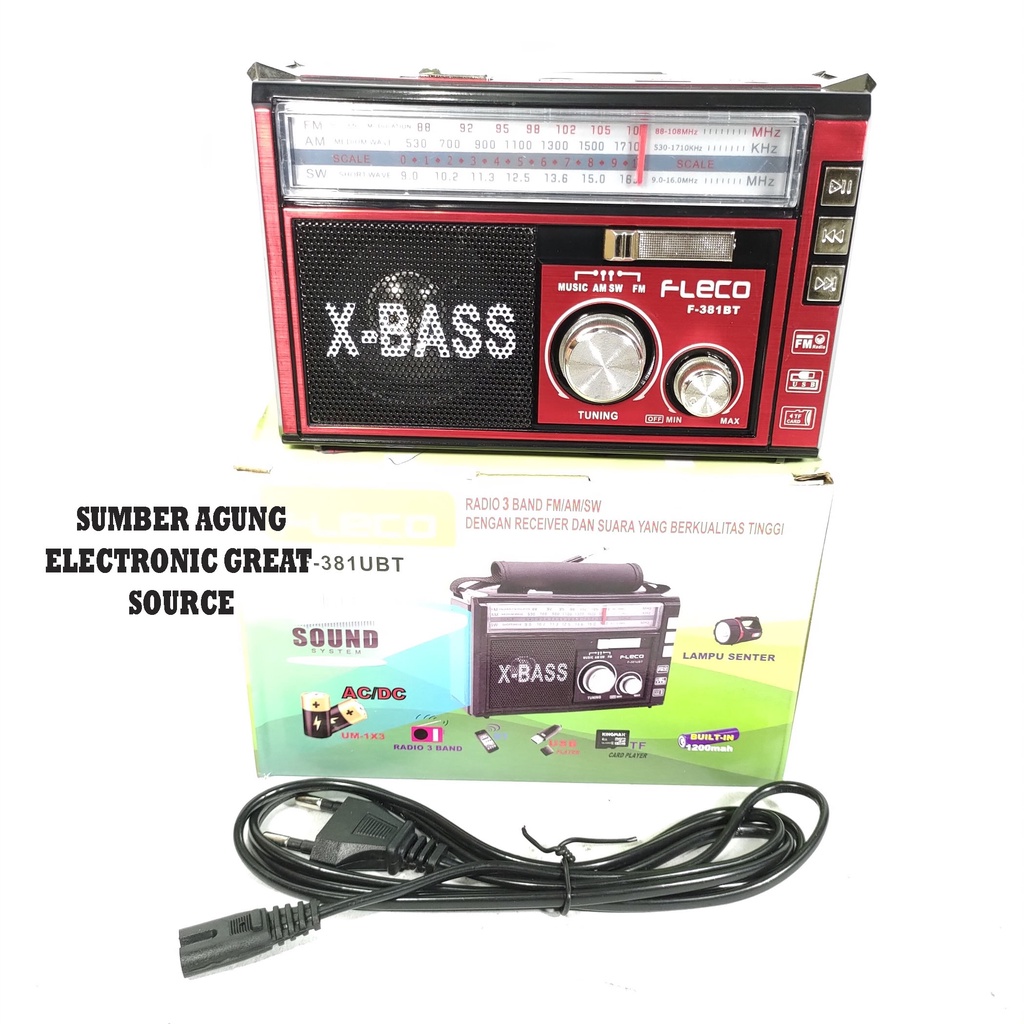 F381UBT F381 XBASS Fleco Speaker Radio Bluetooth Dengan Antena Radio FM AM SW