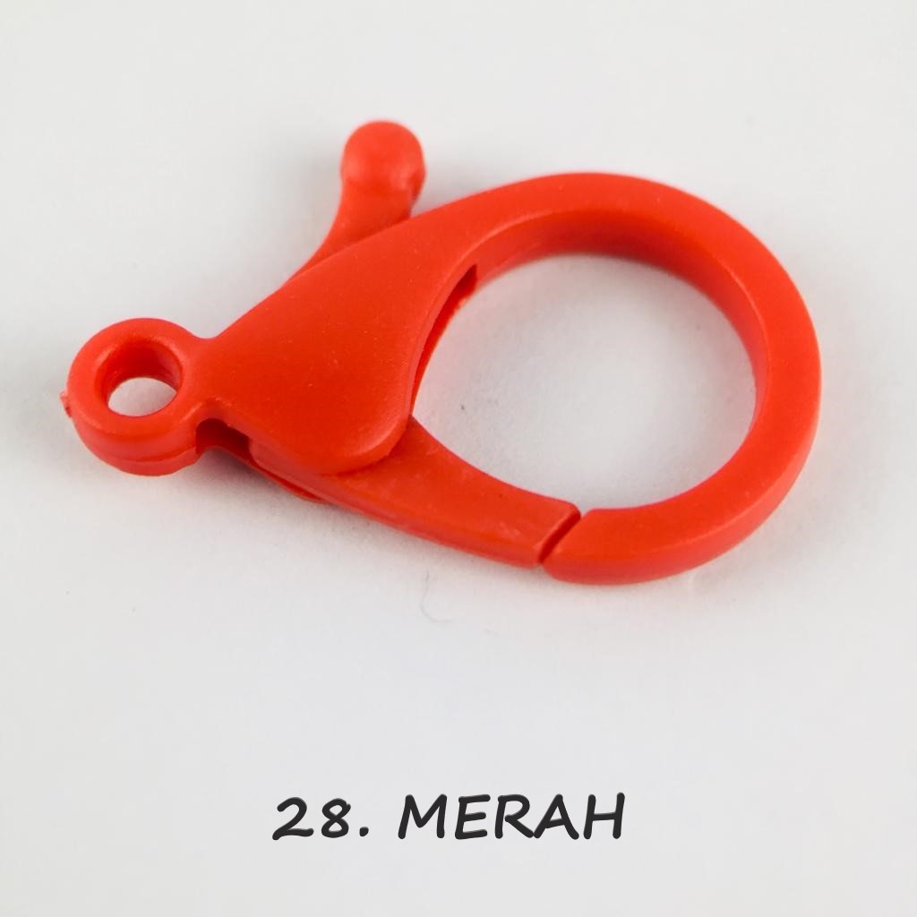 Kaitan Kokot Udang Plastik Claps Plastik Uk 35mm Warna/i Doff Harga/Pc-28. MERAH