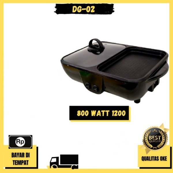 TERMURAH (2 IN 1) Alat Panggang daging Listrik 2 in 1 &amp; HotPot BBQ Grill Pan Tempat Pemanggang Daging / Alat Panggang Daging  Multifungsi