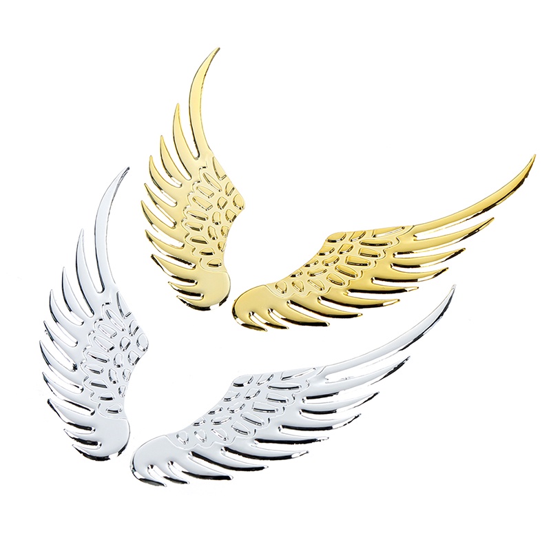 {LUCKID}1 Pair car 3D wings metal stickers car motorcycle accessories stickers