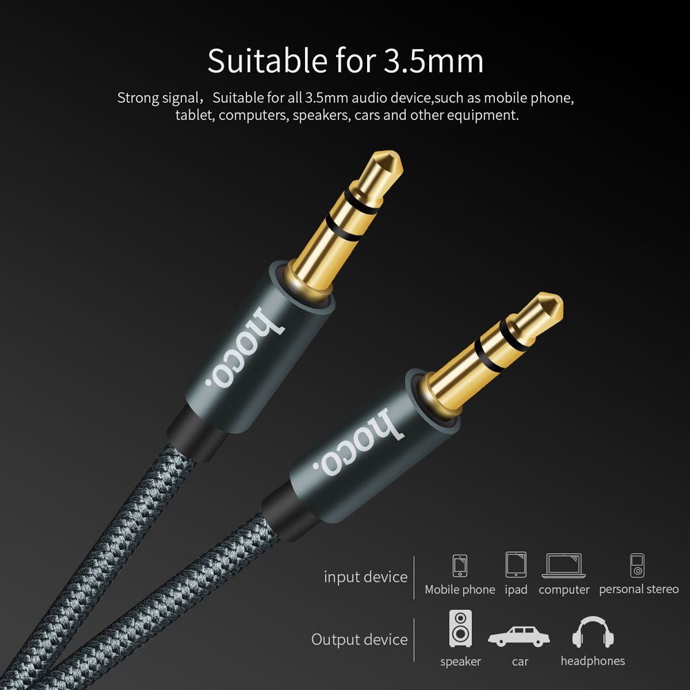 Hoco Kabel AUX 3.5mm Braided 1 Meter - UPA03 - Black