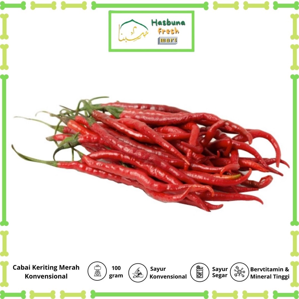 

Cabe Keriting Merah 100 gram Konvesional HASBUNA Fresh Mart