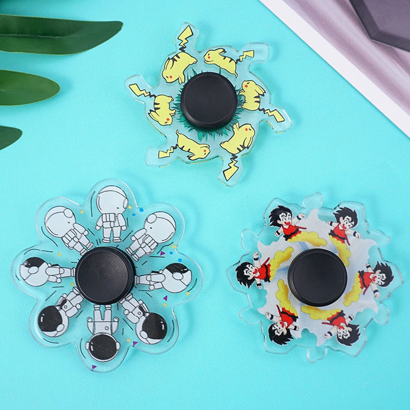 Fidget Spinner Gyro 3D Motif Karakter Kartun Mainan Penghilang Stres