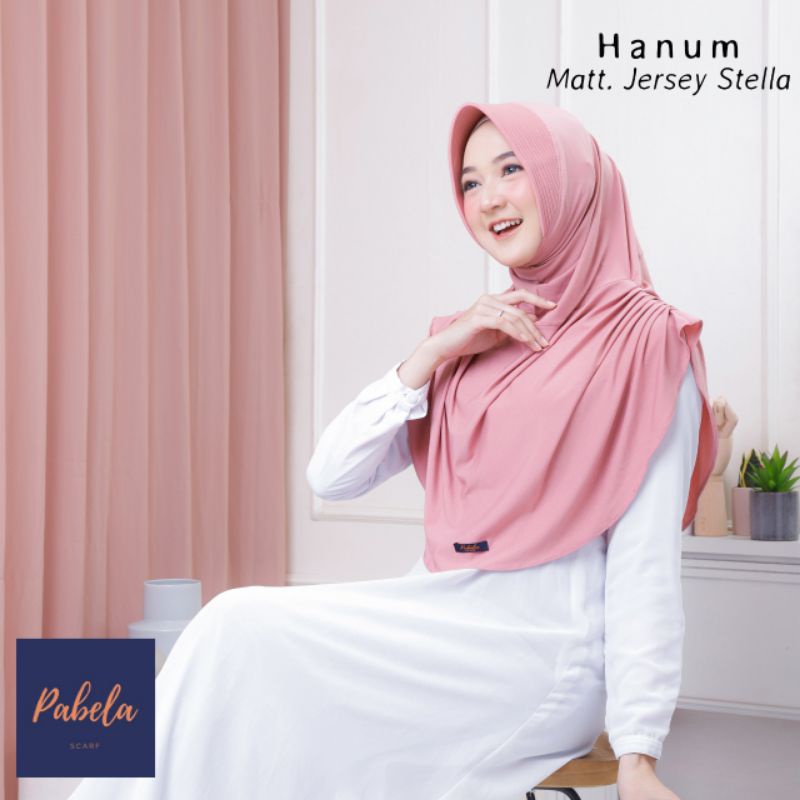 [Ori PABELA] HANUM••hijab instan bergo pet serut kk••jersey stella