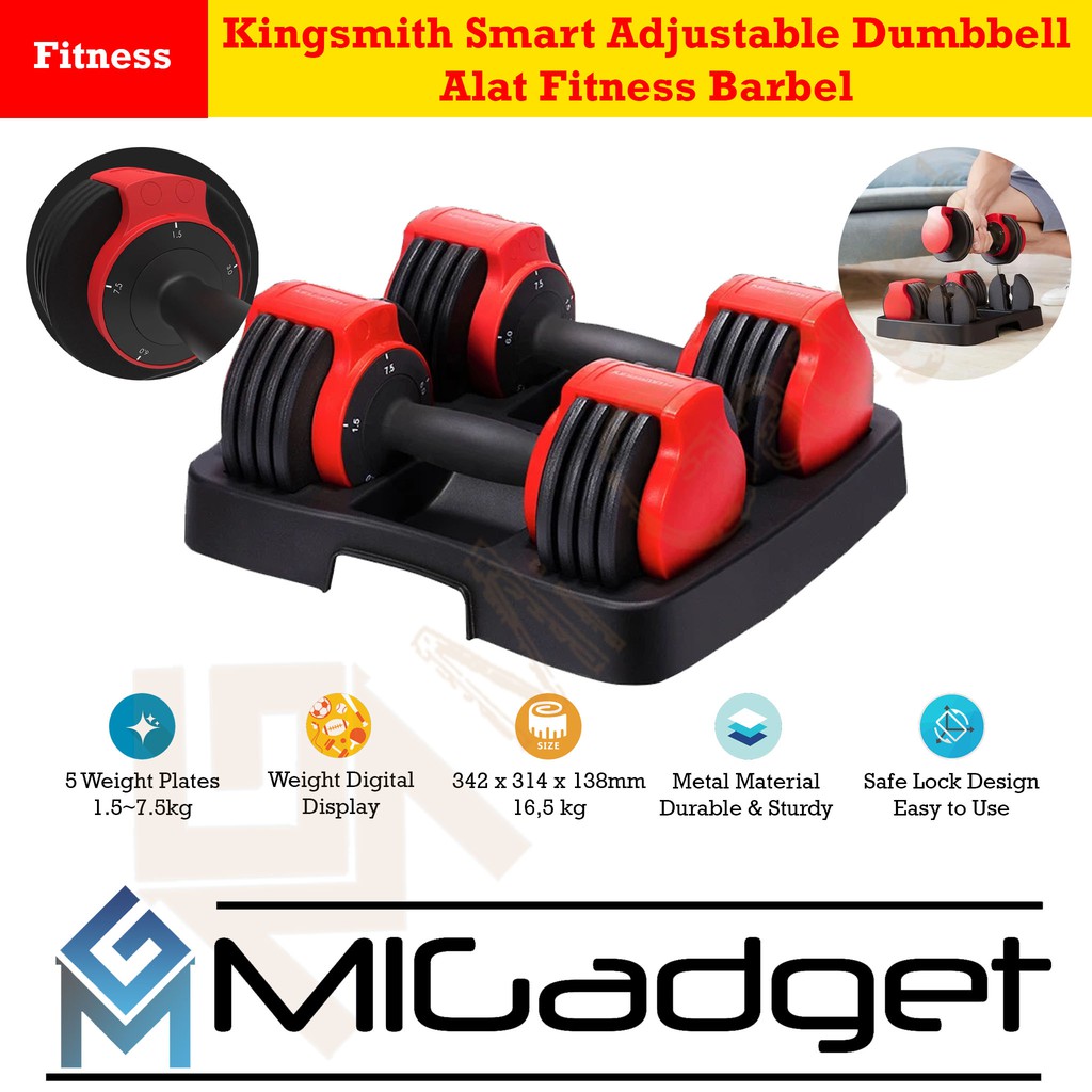 Kingsmith Smart Adjustable Dumbbell Alat Fitness Barbel