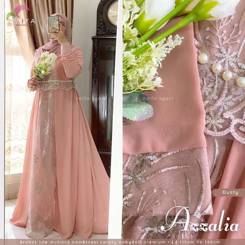 Azzalia dress full ceruty babydoll full furing tangan kancing fit xxl ld 110 best seller