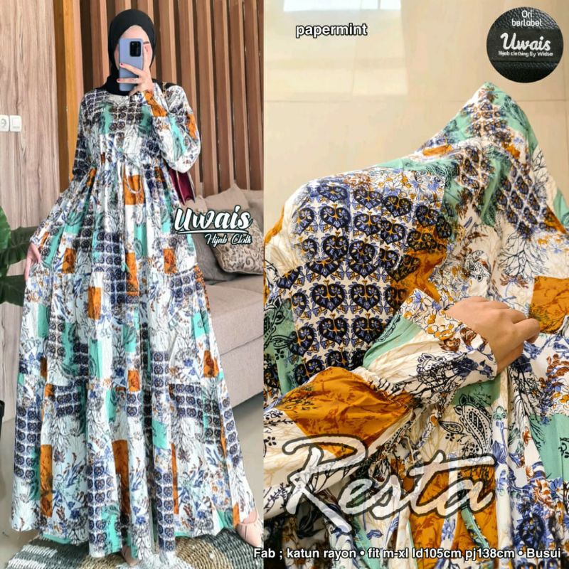 Gamis Rayon/Gamis Muslim/RESTA DRESS ORI UWAIS SOLO